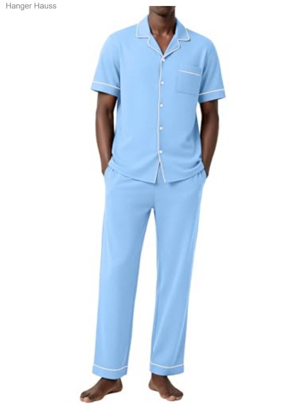 Men's Pajama Set 95% Cotton Short Sleeve Button Down Sleepwear